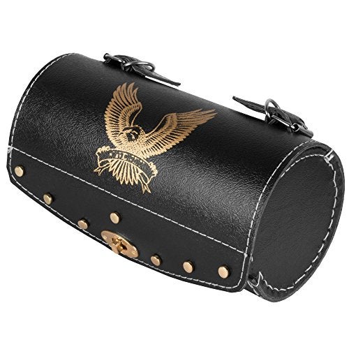 Autofy Universal Hawk Printed Single Lock Saddle Bag for All Bikes (Black, Golden) | Leatherette - Image 3