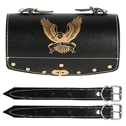 Autofy Universal Hawk Printed Single Lock Saddle Bag for All Bikes (Black, Golden) | Leatherette - Image 2
