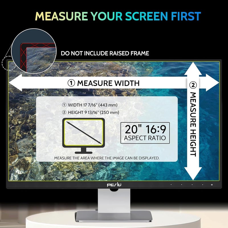 Peslv [2-Pack] 20 Inch Privacy Screen for Computer Monitor 16:9 Aspect Ratio, Eye Protection Anti Blue Light Glare Shield, 20inch Removable Black Blackout Anti Spy Desktop Security Private Filter - Image 2