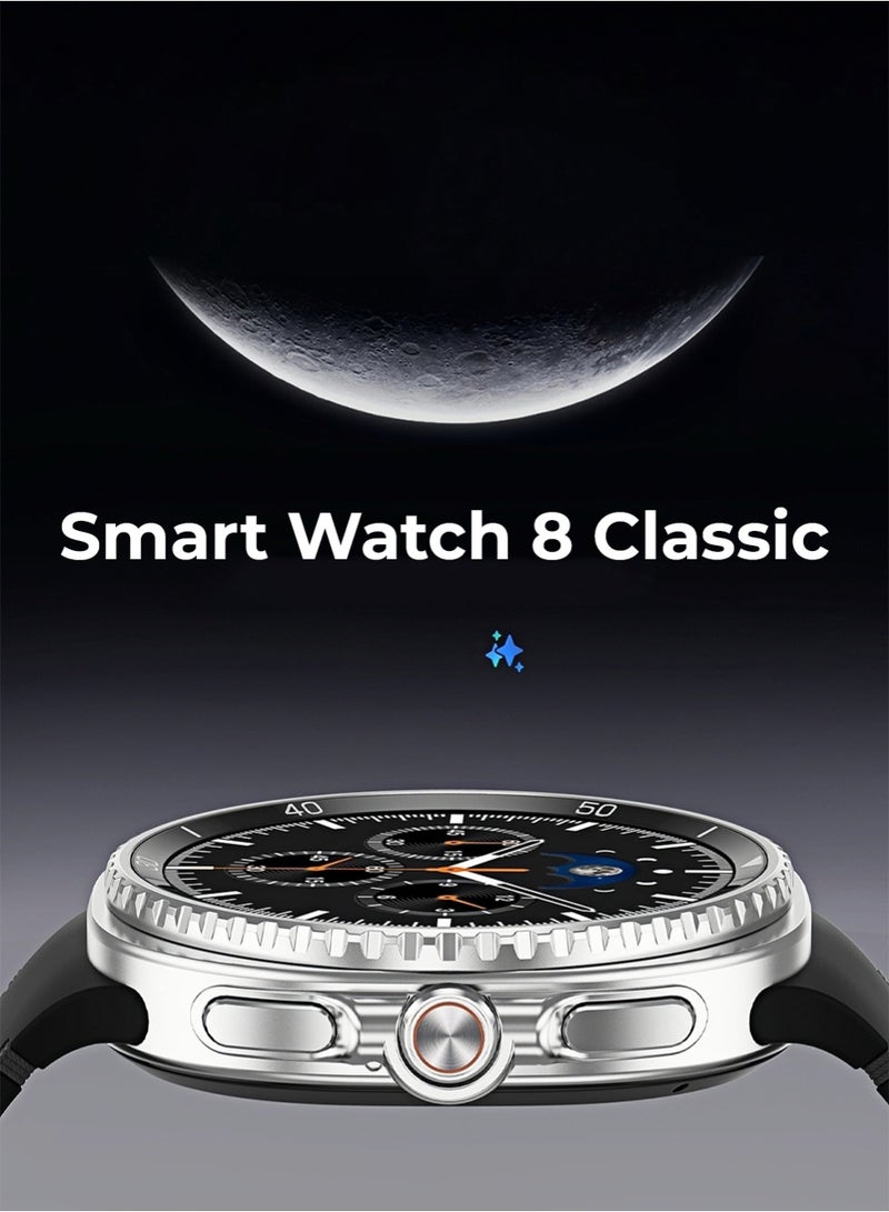 Charome Smart Watch8 Classic 1.43" TFT Display, Bluetooth Calling, Wireless Charging, 3ATM Waterproof – Black - Image 2