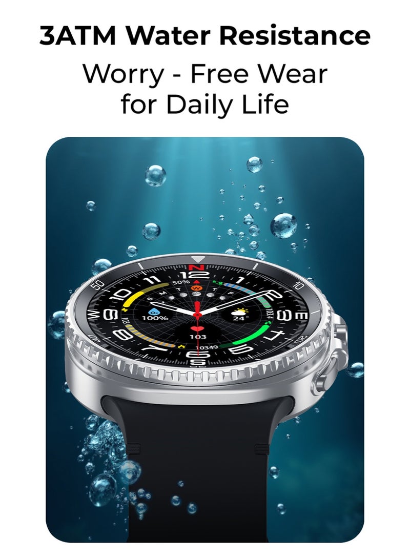 Charome Smart Watch8 Classic 1.43" TFT Display, Bluetooth Calling, Wireless Charging, 3ATM Waterproof – Black - Image 5