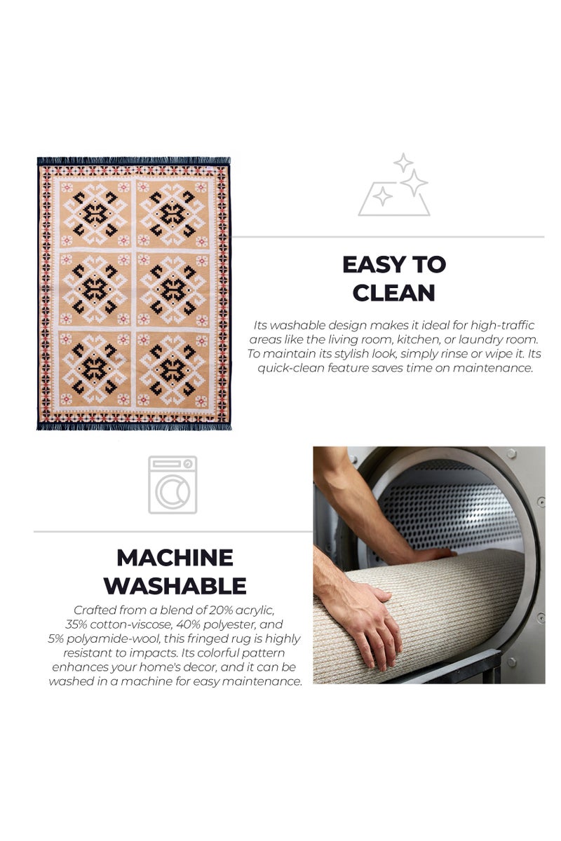 BiggHome Area Rug 120x180cm, Made in Turkey, Indoor Area Rug, Carpet for Home, Machine Washable, Durable, Ethnic-Inspired Pattern for Living Room - SA25MK - Image 5