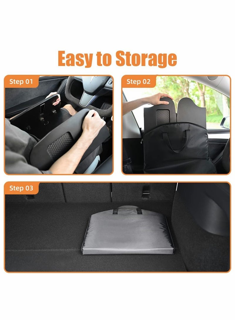 SYOSI Upgraded Foldable Car Laptop Desk for Tesla Model Y and Model 3 Accessories, Steering Wheel Desk, Multipurpose Car Travel Table Food Tray for Drive-Thru, Working and Makeup (Comes with Handbag) - Image 4