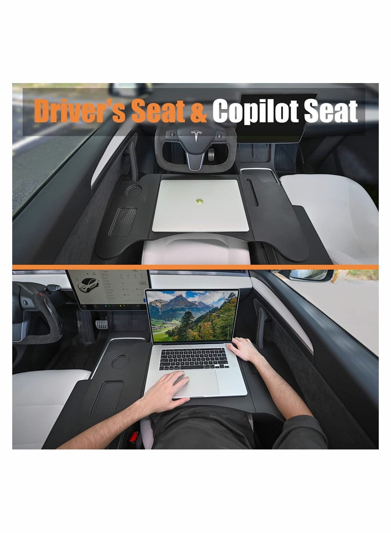 SYOSI Upgraded Foldable Car Laptop Desk for Tesla Model Y and Model 3 Accessories, Steering Wheel Desk, Multipurpose Car Travel Table Food Tray for Drive-Thru, Working and Makeup (Comes with Handbag) - Image 5