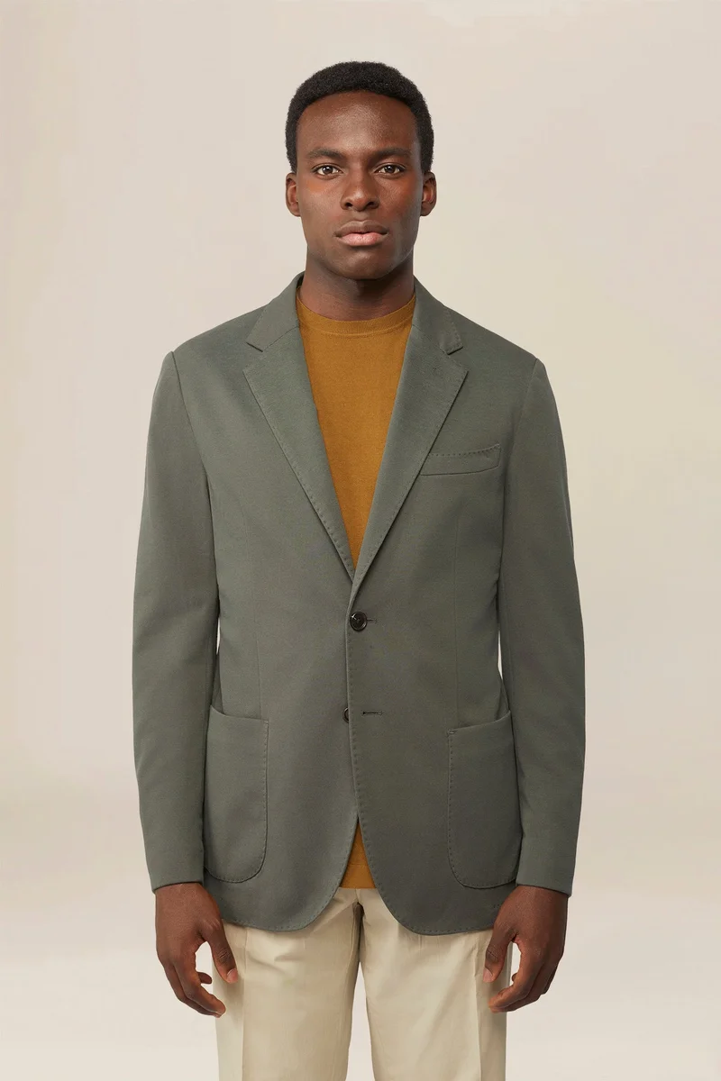 دوبل غانغر Men's single-breasted, unlined, regular fit jacket - Green