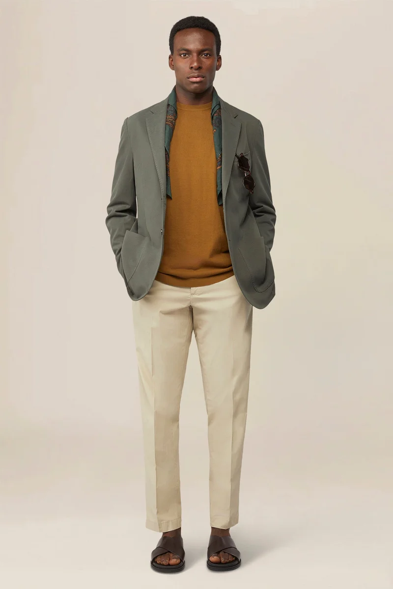 دوبل غانغر Men's single-breasted, unlined, regular fit jacket - Green