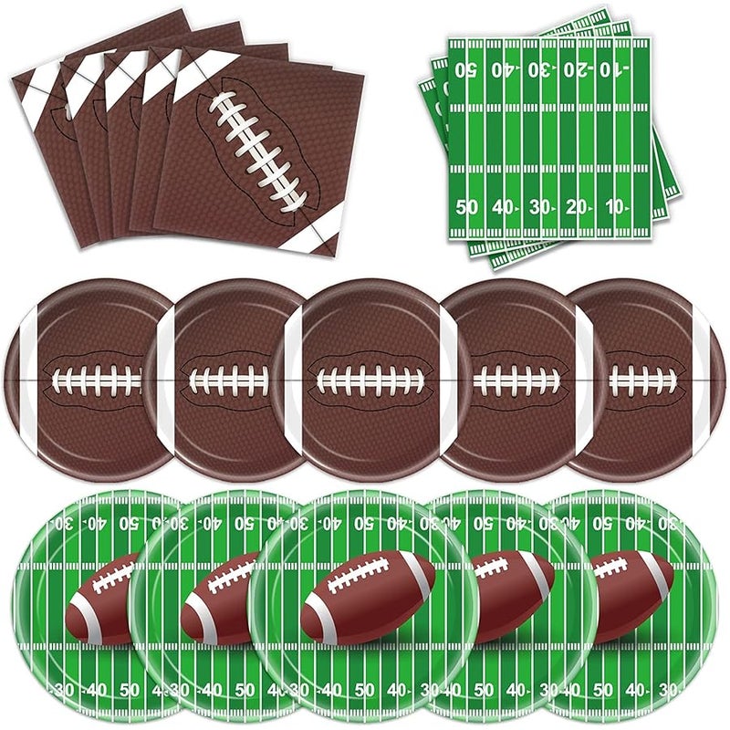 Oigco 96 PCS Football Party Supplies Plates and Napkins Tableware Set Football Theme Party Decorations Including Paper Plates Napkins Cups for Football Birthday Party, 24 Guests - Image 1