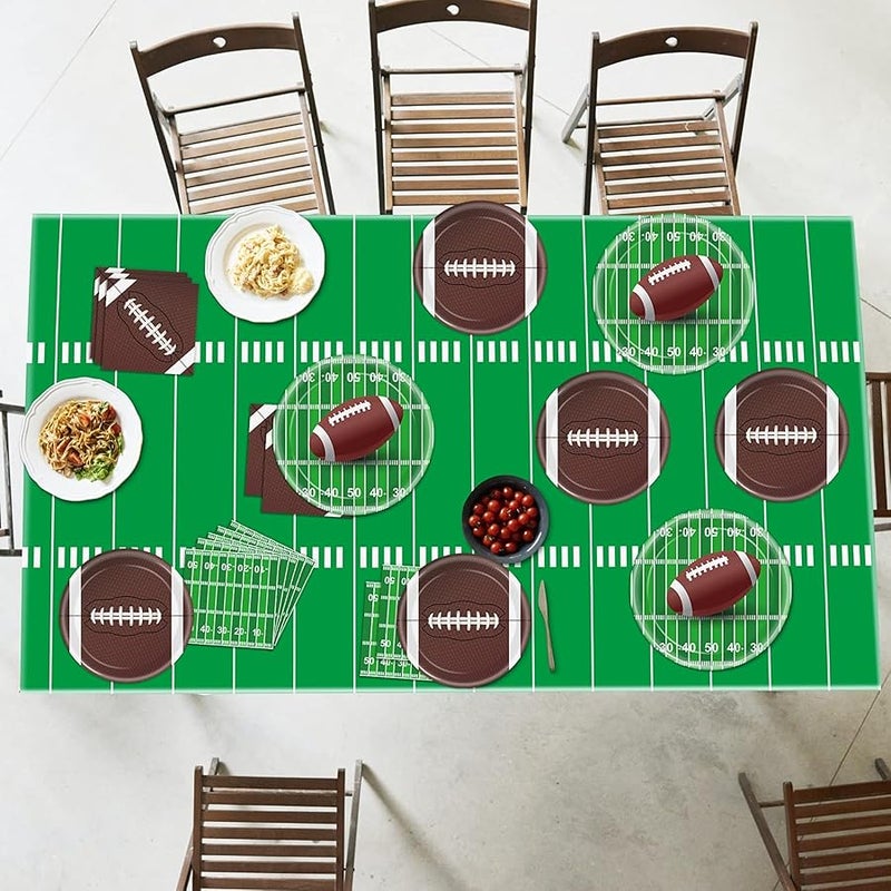 Oigco 96 PCS Football Party Supplies Plates and Napkins Tableware Set Football Theme Party Decorations Including Paper Plates Napkins Cups for Football Birthday Party, 24 Guests - Image 3