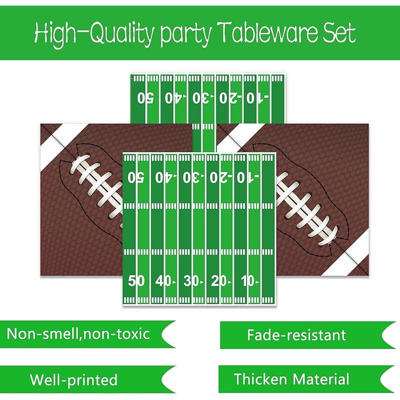 Oigco 96 PCS Football Party Supplies Plates and Napkins Tableware Set Football Theme Party Decorations Including Paper Plates Napkins Cups for Football Birthday Party, 24 Guests - Image 5