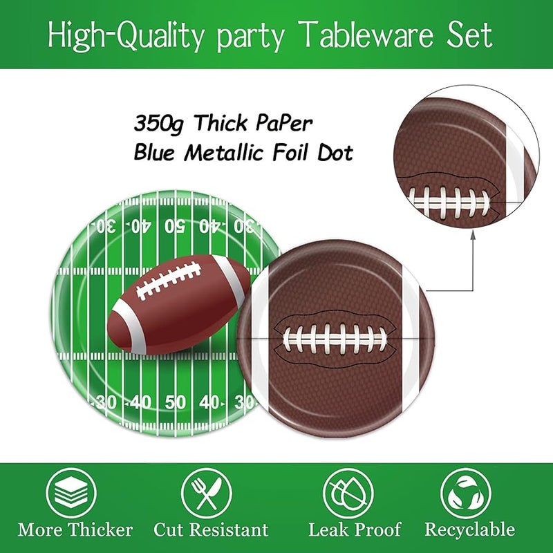 Oigco 96 PCS Football Party Supplies Plates and Napkins Tableware Set Football Theme Party Decorations Including Paper Plates Napkins Cups for Football Birthday Party, 24 Guests - Image 4