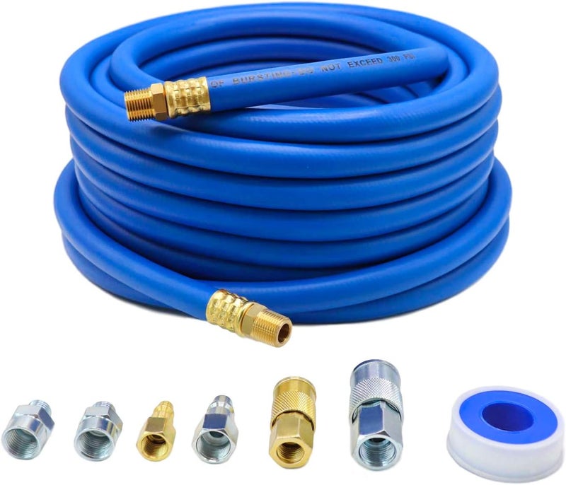 YOTOO 1/2-Inch I.D. Hybrid Air Hose 50-Feet with Brass Fittings and Quick Couplers - Image 1