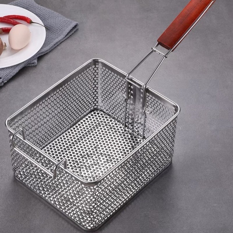 Stainless Steel Frying Basket 20.2*23.3*13cm Durable Construction - Easy-To-Clean Design Versatile Cooking Utensil for Commercial Home Kitchen - Image 2