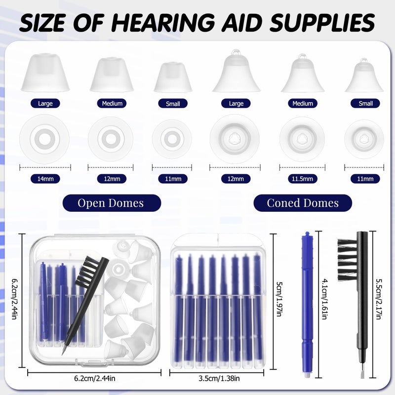 Wovnet Hearing Amplifier Accessories Kit, Compatible with Audien Hearing Amplifier Cleaning Tools, Includes 6 Sizes Silicone Dome, Cleaning Brush and Screwdriver, Wax Guards, Carrying Case(8 Pcs) - Image 3