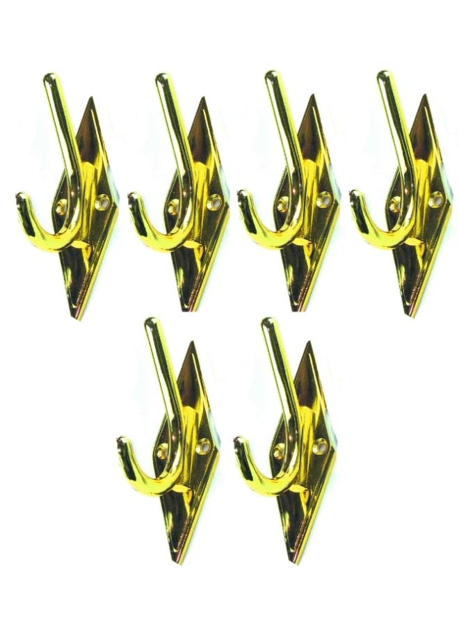 ROBUSTLINE Multipurpose Wall Mounted Hat And Coat Hooks With Diamond Plate For Clothes Coats Hats Belts Towels Ch 129 6 Brass Plated 