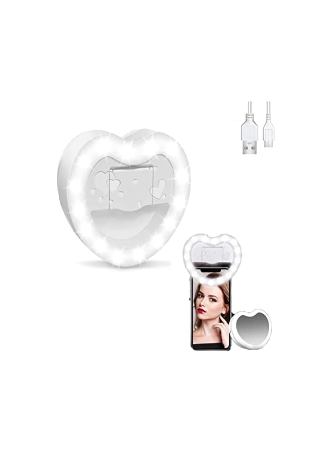 Zaboon Selfie Ring Light, 40 Led Dimmable Ring Light Clip-On Phone Ring Light, 3 Light Color 3 Level Brightness Universal Selfie Light For Phone, Laptop, Youtube, Video, Makeup, Beauty Live Fill Light(Heart)  - Image 1