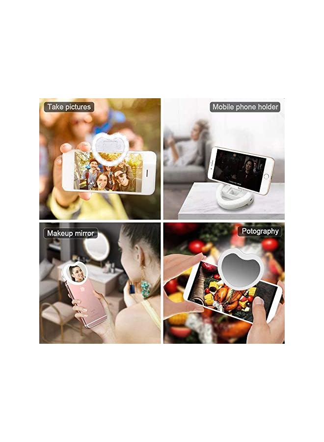Zaboon Selfie Ring Light, 40 Led Dimmable Ring Light Clip-On Phone Ring Light, 3 Light Color 3 Level Brightness Universal Selfie Light For Phone, Laptop, Youtube, Video, Makeup, Beauty Live Fill Light(Heart)  - Image 5