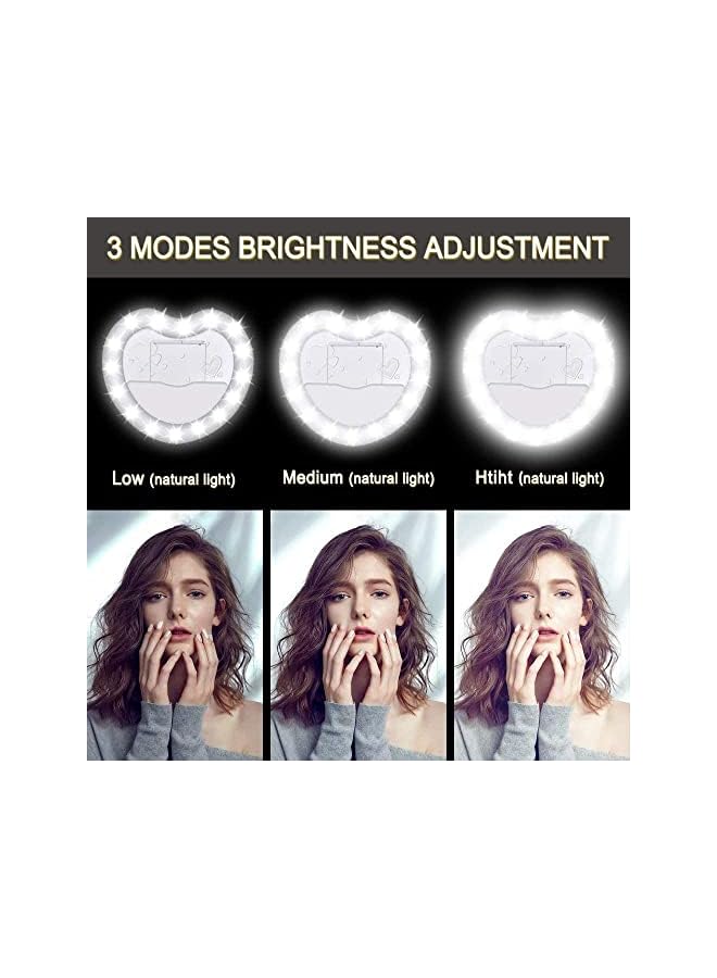 Zaboon Selfie Ring Light, 40 Led Dimmable Ring Light Clip-On Phone Ring Light, 3 Light Color 3 Level Brightness Universal Selfie Light For Phone, Laptop, Youtube, Video, Makeup, Beauty Live Fill Light(Heart)  - Image 4