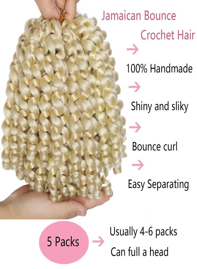 Clione 5 Packs Wand Curl Crochet Hair 8 Inch Jamaican Bounce Crochet Hair Short Curly Braids Hair Curly Short Hair for Black Women 20 Roots/Pack - Image 5