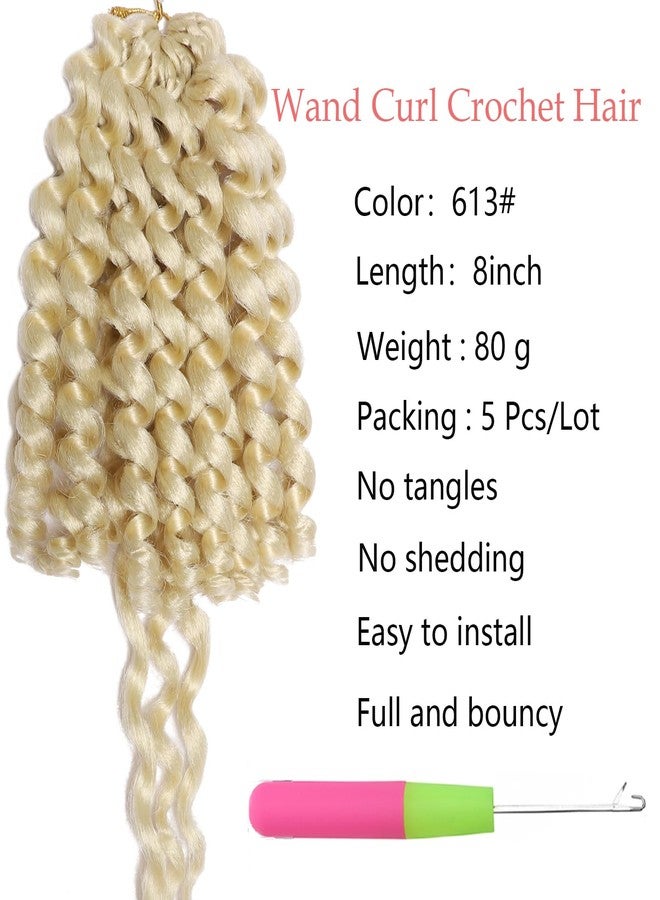 Clione 5 Packs Wand Curl Crochet Hair 8 Inch Jamaican Bounce Crochet Hair Short Curly Braids Hair Curly Short Hair for Black Women 20 Roots/Pack - Image 3