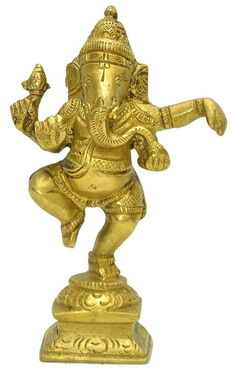 Idol Collections Brass Dancing Ganesha Ganesh Murti Idol Statue Idol Height 4.5 inches - Image 1