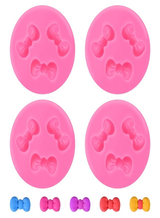 YBEATY 4 PCS Bows Chocolate Molds Mini Cute Bow Silicone Chocolate Fondant Molds Sugar Candy Cake Pop Bow Craft Molds for Cupcake Cake Candy Chocolate Sugarcraft Pudding DIY Decoration (Shape 1) - Image 1