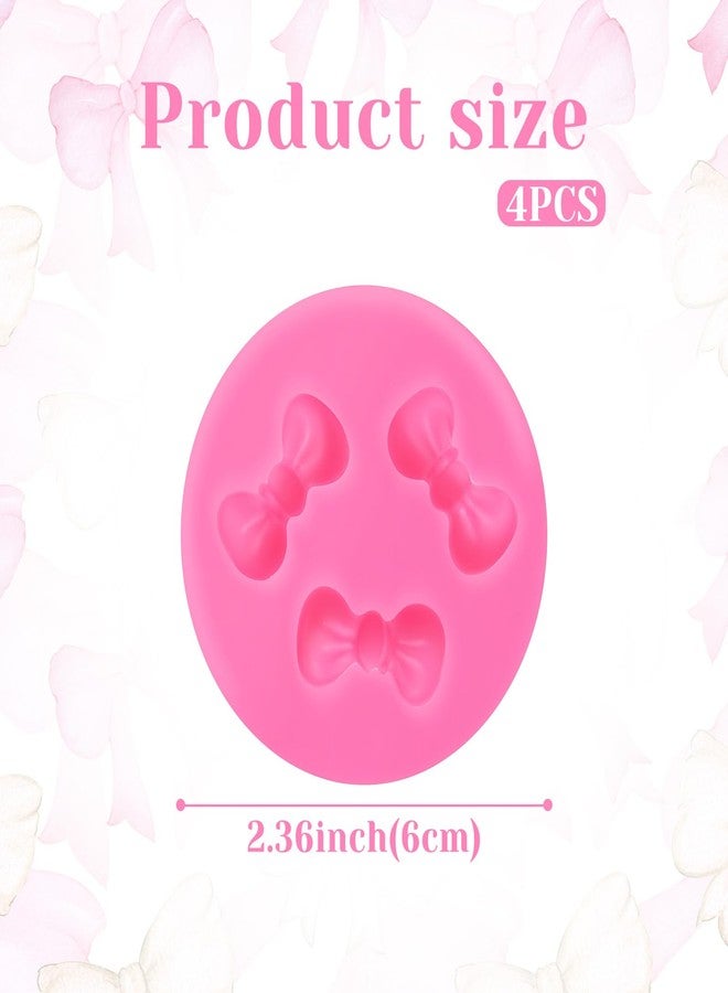 YBEATY 4 PCS Bows Chocolate Molds Mini Cute Bow Silicone Chocolate Fondant Molds Sugar Candy Cake Pop Bow Craft Molds for Cupcake Cake Candy Chocolate Sugarcraft Pudding DIY Decoration (Shape 1) - Image 2