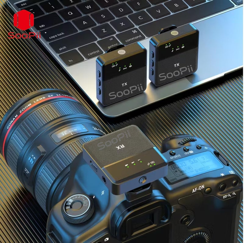 SOOPII SX9 Wireless Microphone for PC, Android,iOSSmartphones,Tablets& Cameras, Dual Collar Mics with 1 Receiver,360° Noise Cancellation,Plug& Play, Ideal for YouTube, Vlogs, Live & Video Recording - Image 3
