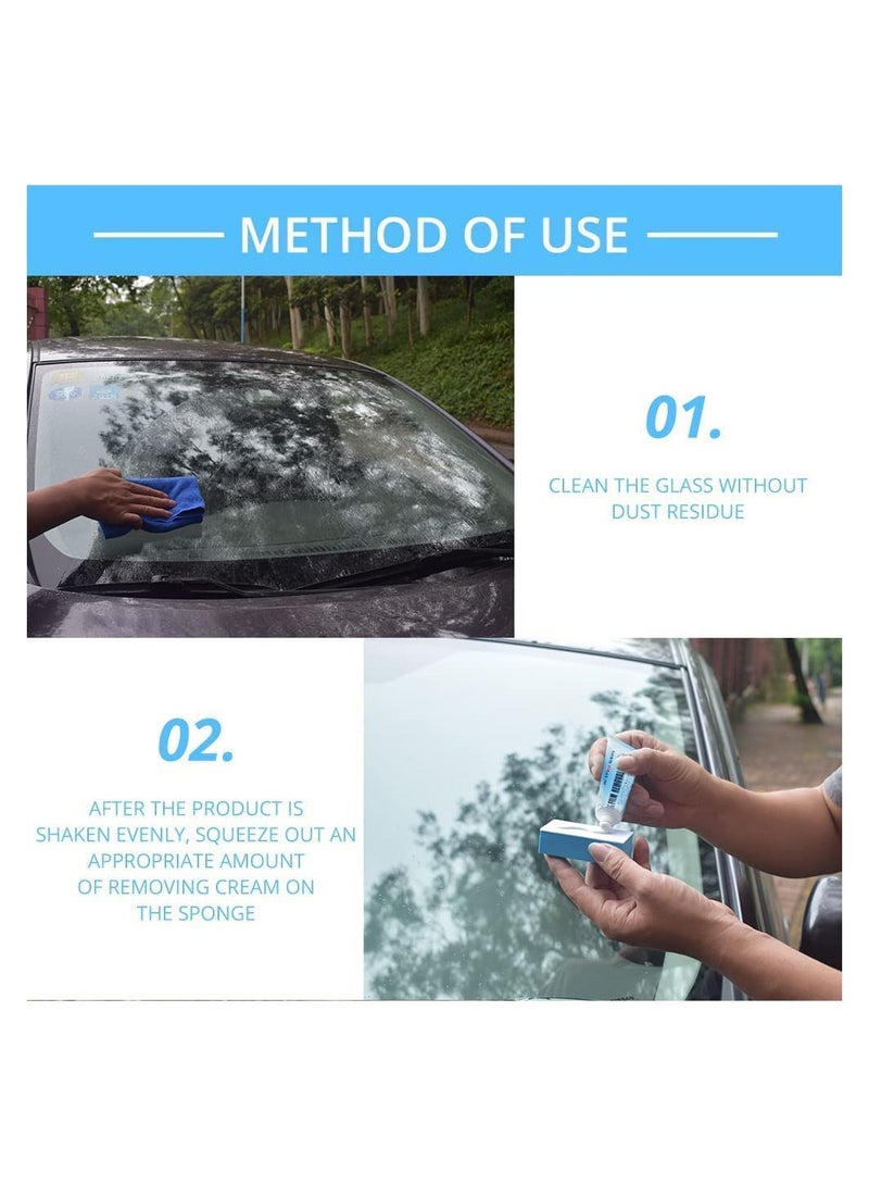 SYOSI Car Glass Oil Film Cleaner 2Pcs Glass Film Removal Cream Car Windshield Oil Film Cleaner Glass Stripper Water Spot Remover Glass Oil Film Remover with Sponge for Car and Home Bathroom Glass  - Image 5