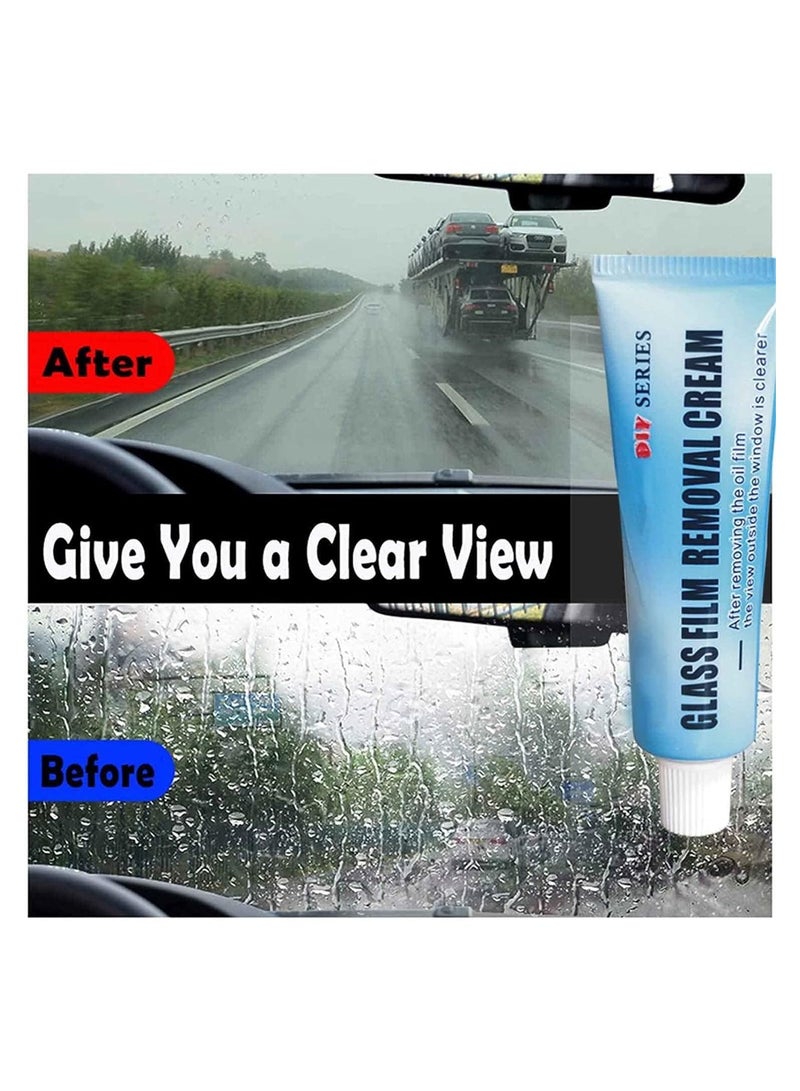 SYOSI Car Glass Oil Film Cleaner 2Pcs Glass Film Removal Cream Car Windshield Oil Film Cleaner Glass Stripper Water Spot Remover Glass Oil Film Remover with Sponge for Car and Home Bathroom Glass  - Image 3