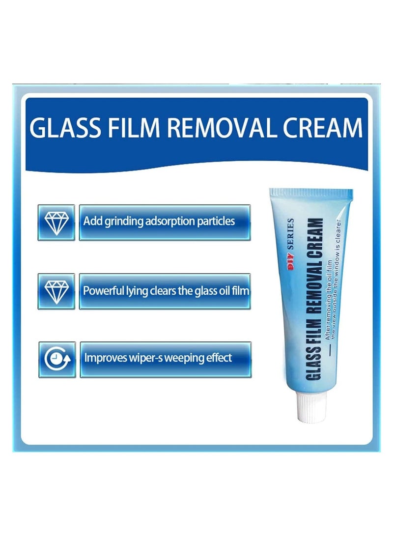 SYOSI Car Glass Oil Film Cleaner 2Pcs Glass Film Removal Cream Car Windshield Oil Film Cleaner Glass Stripper Water Spot Remover Glass Oil Film Remover with Sponge for Car and Home Bathroom Glass  - Image 4