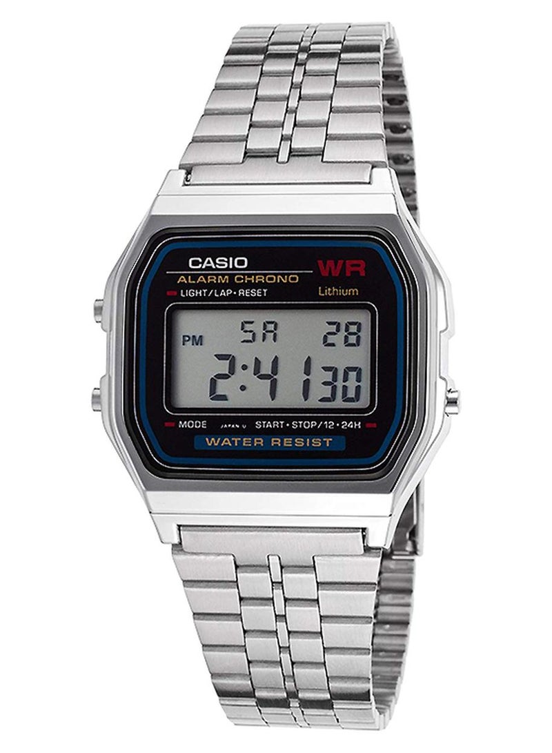 CASIO Men Water Resistant Stainless Steel Digital Watch A-159W - 33 mm - Silver - Image 1