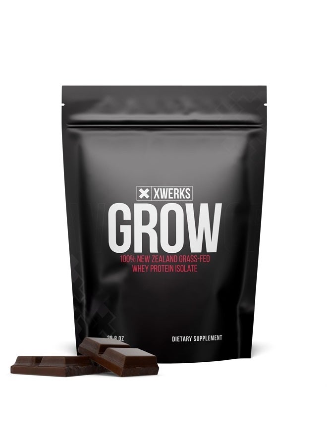 Grow 100% New Zealand Grass-Fed Whey Protein - 25g of Pure Isolate Protein Powder (30 Servings) All-Natural, Paleo & Keto-Friendly, Soy & Gluten-Free, and Easy to Digest (Chocolate)