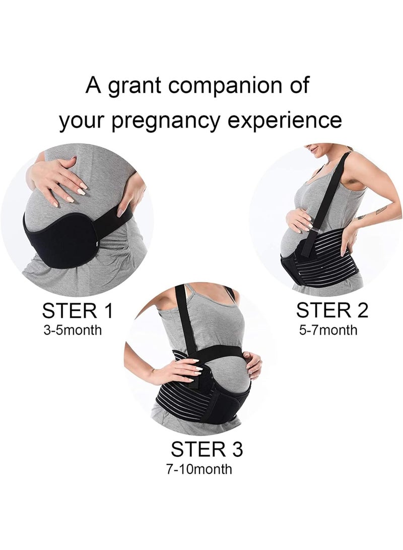 VKL Maternity belt, Belly Band Support Maternity Belt Pregnancy Belly Band Waist Abdominal Back Belly Band Support Brace Adjustable Breathable Belly Support Care Pregnancy(L), Black, L - Image 2