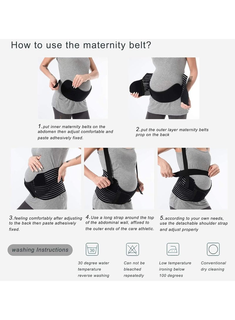 VKL Maternity belt, Belly Band Support Maternity Belt Pregnancy Belly Band Waist Abdominal Back Belly Band Support Brace Adjustable Breathable Belly Support Care Pregnancy(L), Black, L - Image 5