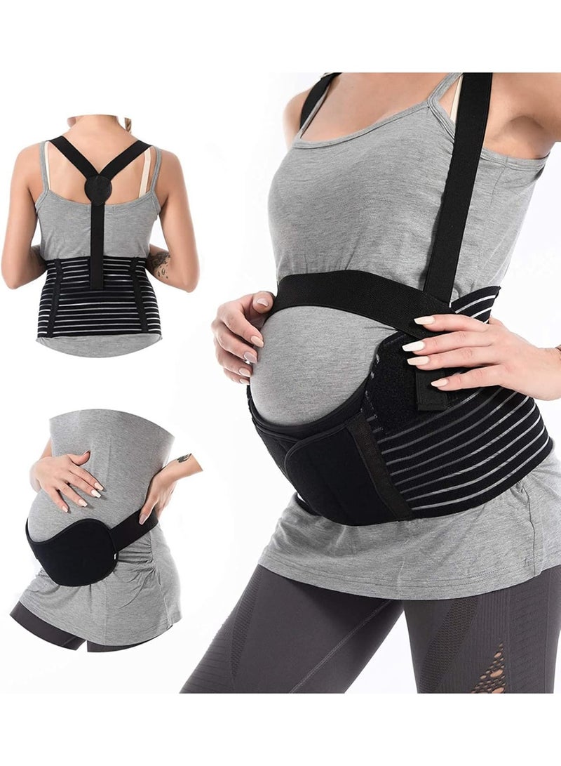 VKL Maternity belt, Belly Band Support Maternity Belt Pregnancy Belly Band Waist Abdominal Back Belly Band Support Brace Adjustable Breathable Belly Support Care Pregnancy(L), Black, L - Image 1