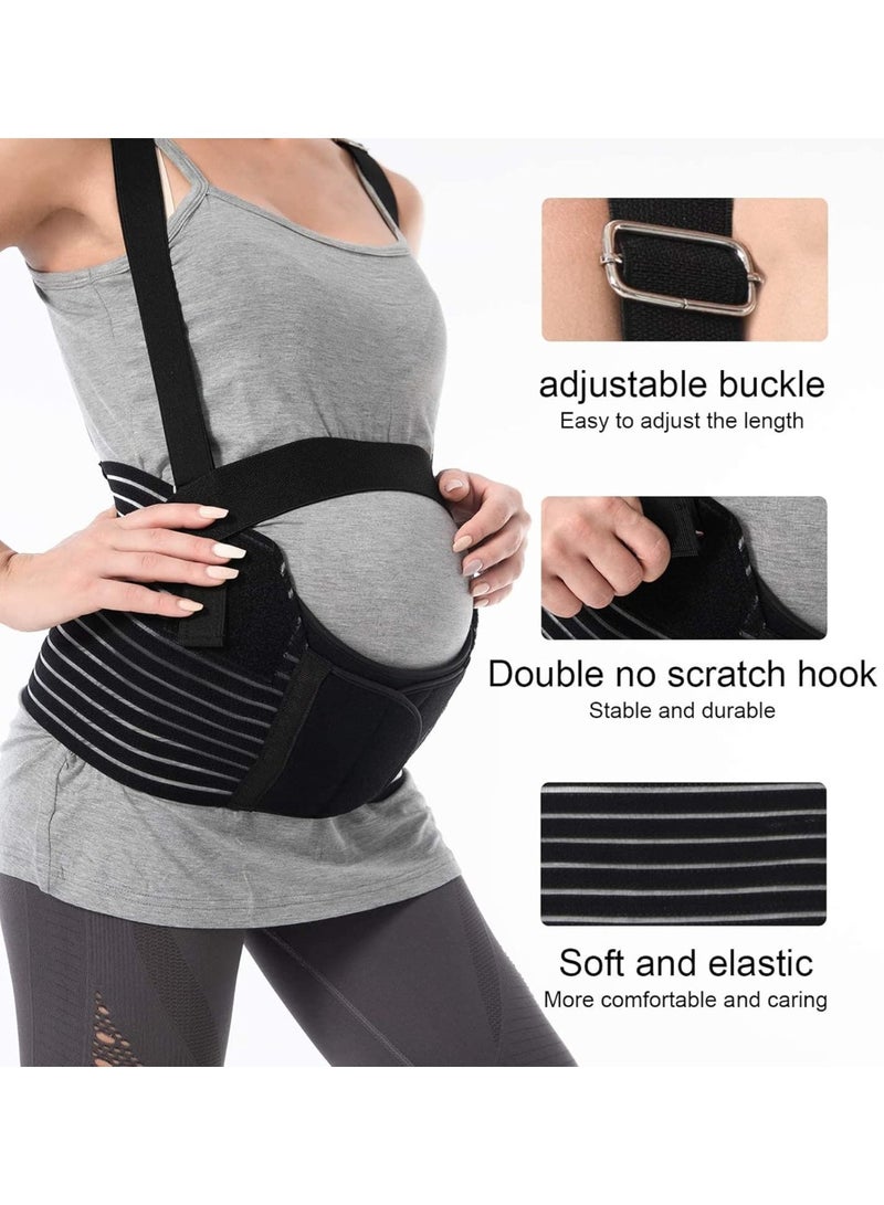 VKL Maternity belt, Belly Band Support Maternity Belt Pregnancy Belly Band Waist Abdominal Back Belly Band Support Brace Adjustable Breathable Belly Support Care Pregnancy(L), Black, L - Image 3