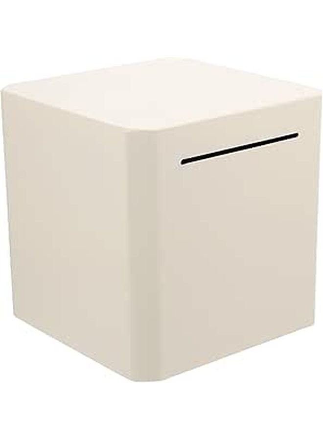 بنك خنزير توفير المال من الفولاذ المقاوم للصدأ غير القابل للفتح 20x20x20 سم أبيض - Image 1