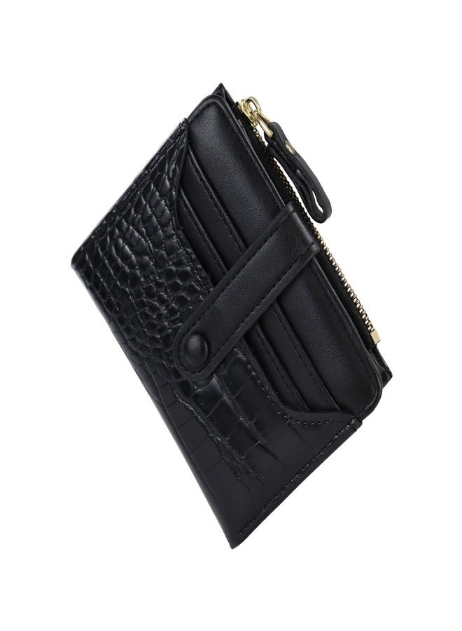 Feelorna Small Wallet for Women, Ladies PU Leather Wallets with Multi Card Slots, Bifold Front Pocket Credit Card Wallet with Zipper Coin Pocket and ID Window (Black) - Image 1