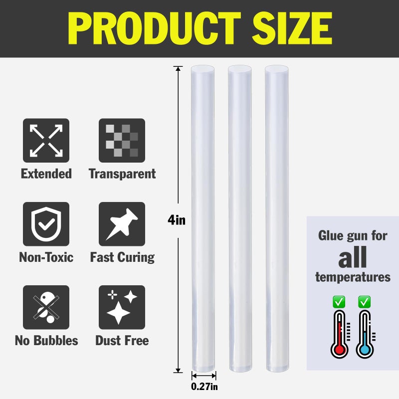 YesBes 600 Pack Mini Hot Glue Sticks, 4" Long x 0.27" Diameter Glue Sticks for Mini Glue Guns, Multipurpose for Wood, Metal, Glass, Plastic, Floral, Fabric, Leather, Foam, Floral - Image 2
