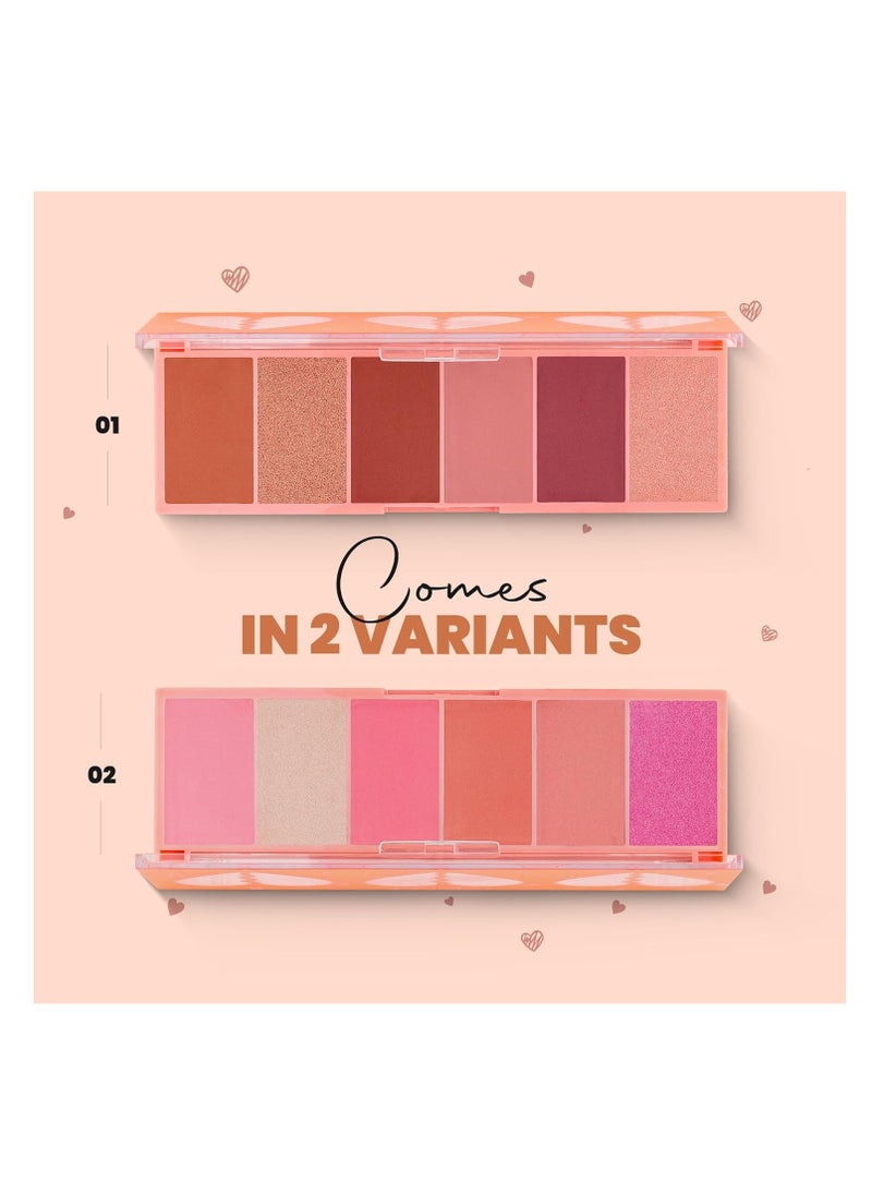 MARS Little 3 in 1 Blusher Palette with Blush Highlighter and Eyeshadow   Highly Pigmented and Easy to Blend  20g Shade 01