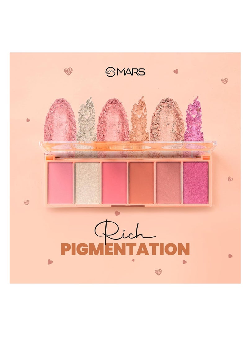 MARS Little 3 in 1 Blusher Palette with Blush Highlighter and Eyeshadow   Highly Pigmented and Easy to Blend  20g Shade 01