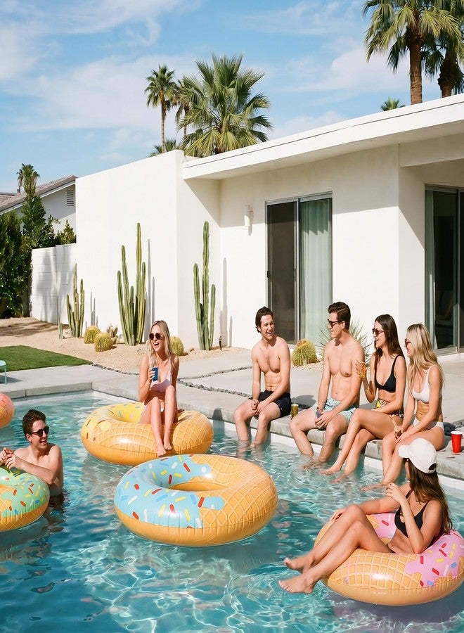 Wovnet 6 Pcs Ice Cream Pool Floats 30" Inflatable Swimming Rings Summer Beach Pool Toys for Adult Summer Novelty Ice Cream Drip Party Decorations for Beach Swimming Party Supplies - Image 5
