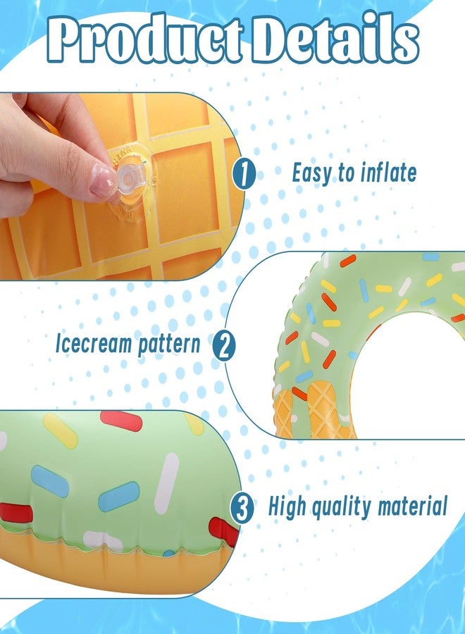 Wovnet 6 Pcs Ice Cream Pool Floats 30" Inflatable Swimming Rings Summer Beach Pool Toys for Adult Summer Novelty Ice Cream Drip Party Decorations for Beach Swimming Party Supplies - Image 4