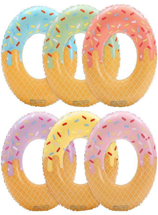 Wovnet 6 Pcs Ice Cream Pool Floats 30" Inflatable Swimming Rings Summer Beach Pool Toys for Adult Summer Novelty Ice Cream Drip Party Decorations for Beach Swimming Party Supplies - Image 1