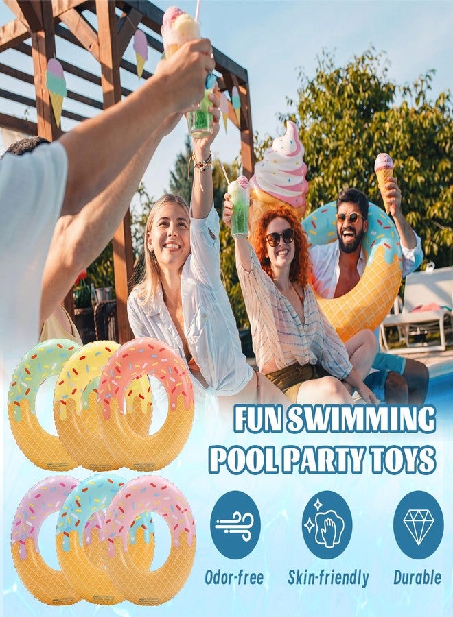 Wovnet 6 Pcs Ice Cream Pool Floats 30" Inflatable Swimming Rings Summer Beach Pool Toys for Adult Summer Novelty Ice Cream Drip Party Decorations for Beach Swimming Party Supplies - Image 2