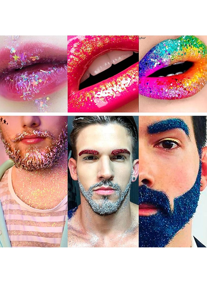 SYOSI مجموعة لامعة تتلألأ في الظلام - 12 زجاجة من اللمعان السميك للوجه، الجسم، الشعر، والأظافر لفن DIY وزينة مكياج احتفالية، تزيين حفلات تجميلية - Image 5