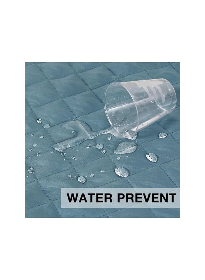 The Bros غطاء أريكة مقاوم للماء، غطاء أريكة قابل للعكس مقاوم للماء مع عصي رغوية وأشرطة مرنة واقي للأثاث للحيوانات الأليفة والأطفال (أزرق، مقعدين) - Image 4