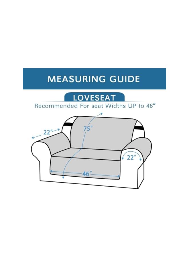 The Bros غطاء أريكة مقاوم للماء، غطاء أريكة قابل للعكس مقاوم للماء مع عصي رغوية وأشرطة مرنة واقي للأثاث للحيوانات الأليفة والأطفال (أزرق، مقعدين) - Image 3