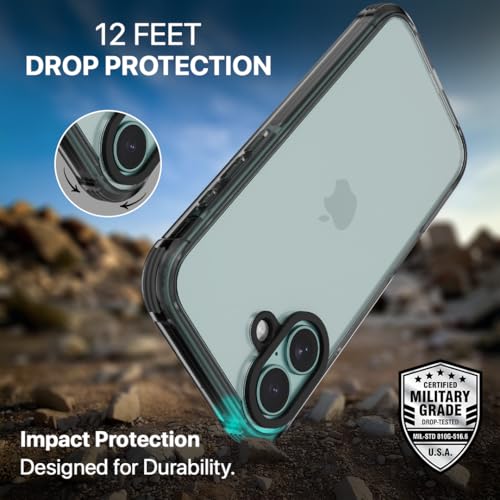 CASEGEAR Tough Grip Armour Case Compatible with iPhone 16 | 12 Feet Drop Protection | 360° Protection | Shock Proof Drop Tested | Black - Image 3