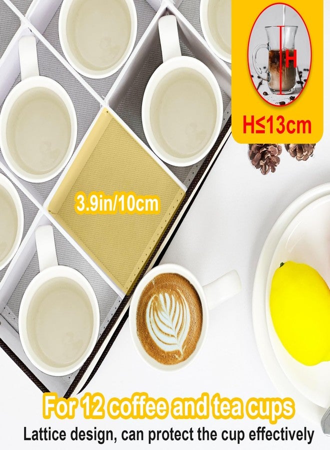 homyfort 2 Pack Mug Storage Box with Dividers, China Cup Storage Containers Organizer Hard Shell with Compartments for 24 Tea Cups and Coffee Mugs (Beige) - Image 5